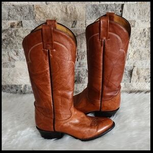 Tony Lama Brown Genuine  Leather Soles  Cowboy Boots